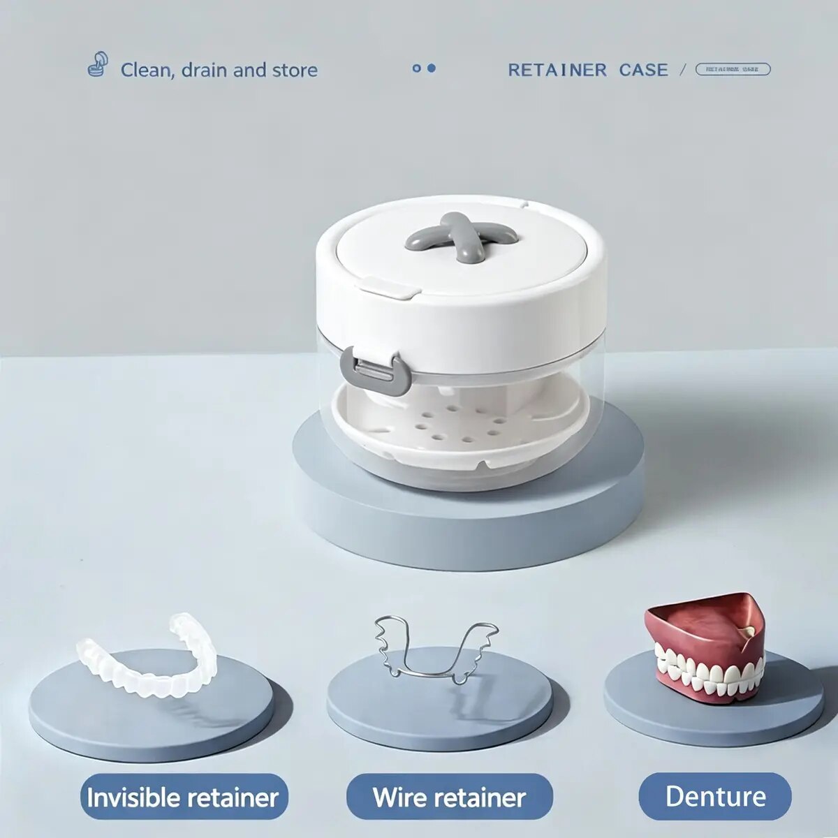 Retainer Cleaning Case with Mirror & Drain Tray