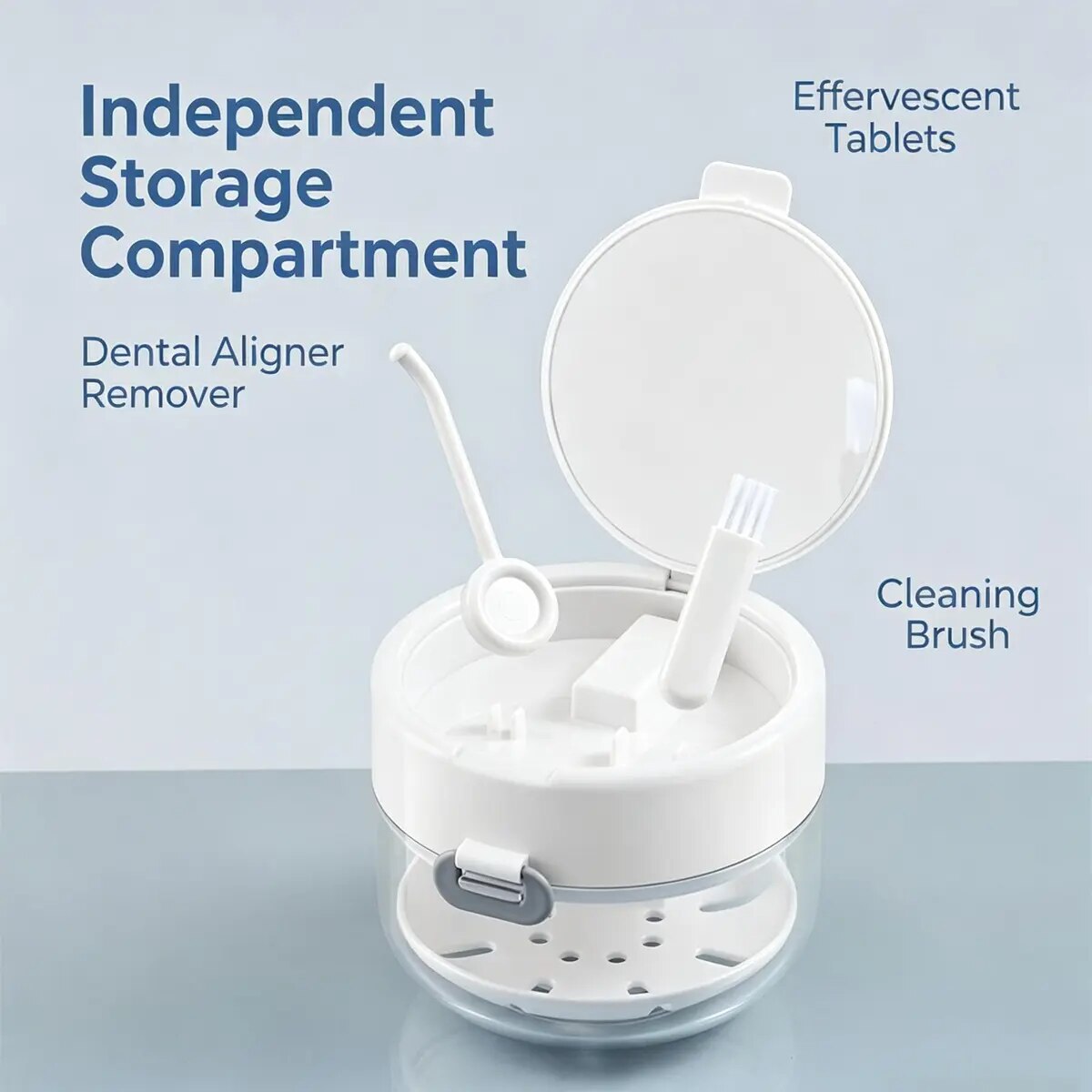 Retainer Cleaning Case with Mirror & Drain Tray